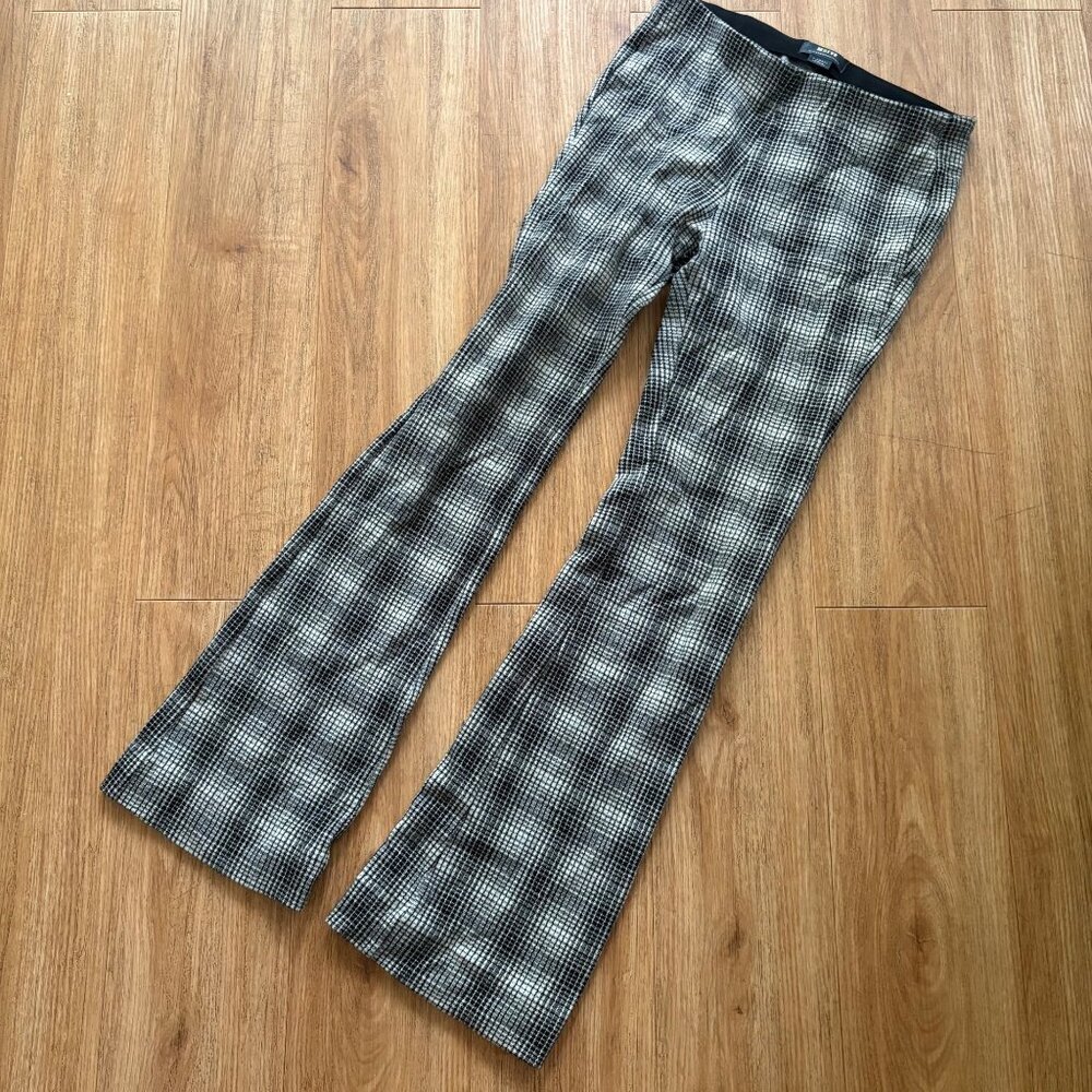 Maeve by Anthropologie Mid Rise Bootleg Trouser Pants Plaid Black White Size XS